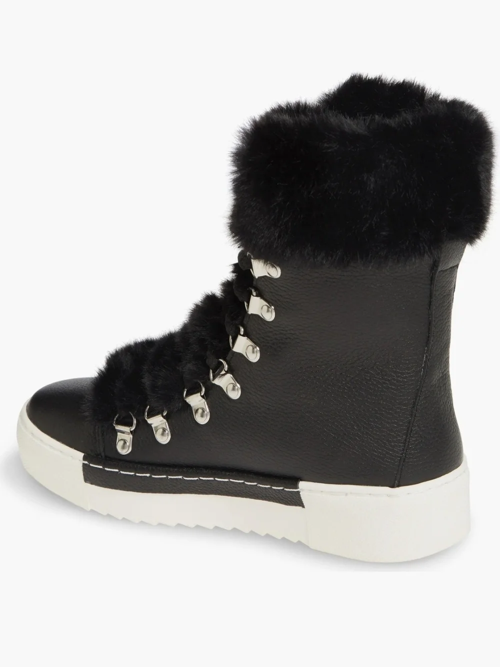 CECILIA NEW YORK Black Fur-Trim Platform Boot